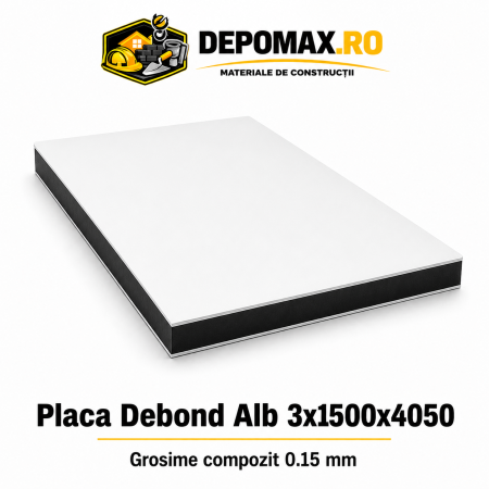 Placa BOND alb 3mm, 1500x4050mm, aluminiu 0.15mm